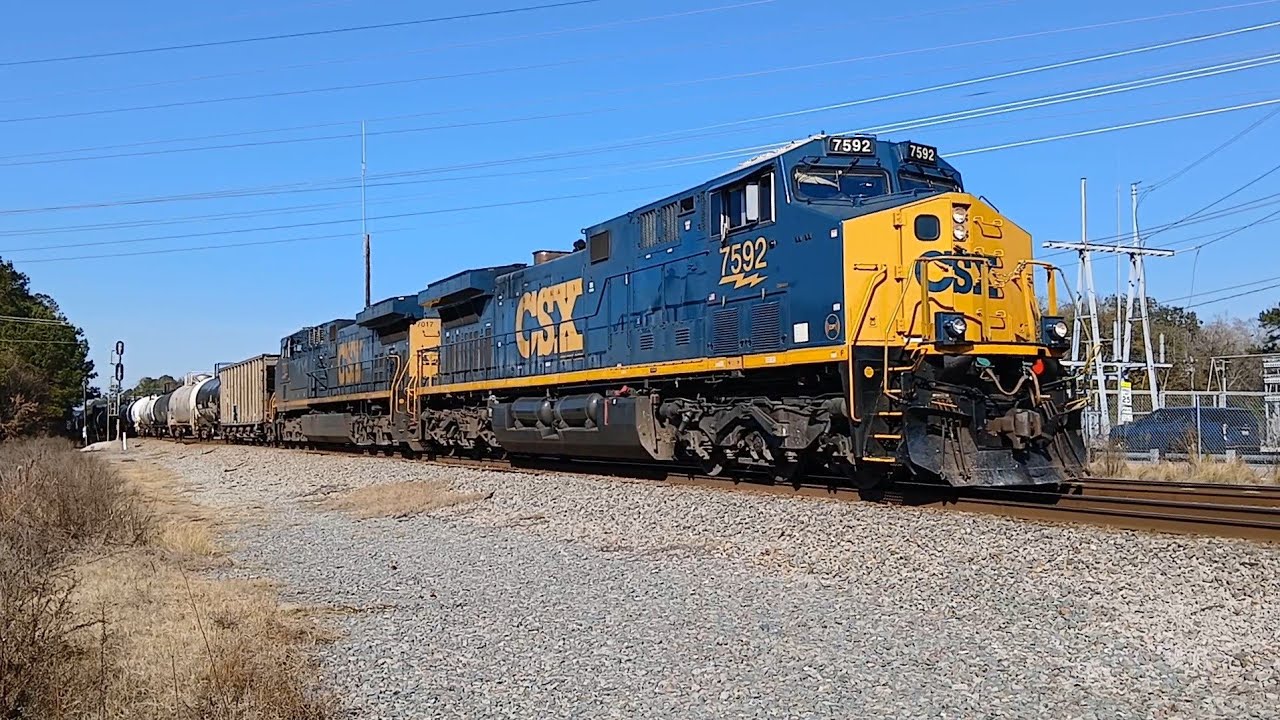 CSXT 7592 Leads CSX Train M409 At Hanahan SC On The A Line 