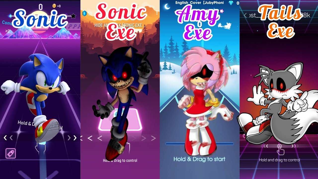 Sonic - Sonic Exe - Amy Exe - Tails Exe | Beat Shot - Tiles Hop - Beat Roller - Smash Colors 3D