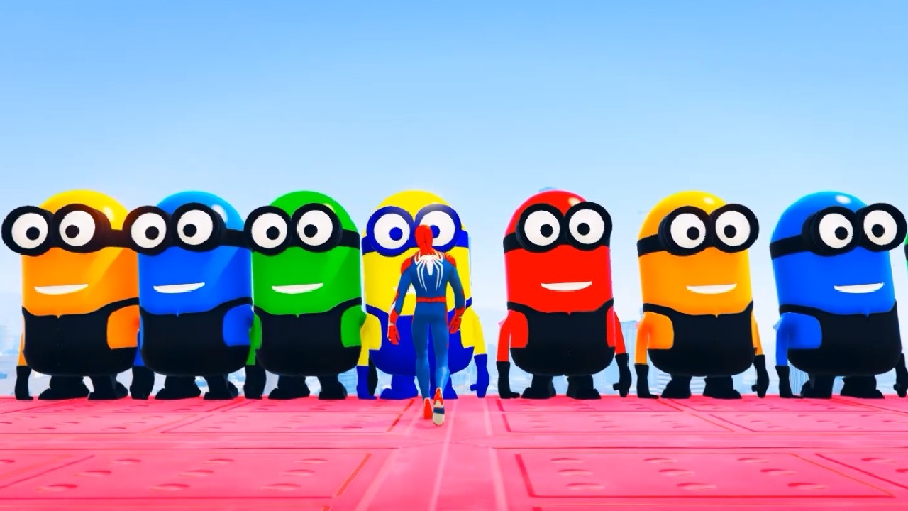 GTA 5 Epic Ragdolls RED SPIDERMAN VS RED MINION VS GREEN MINIONEuphoria Physics & Funny Fails 5#01