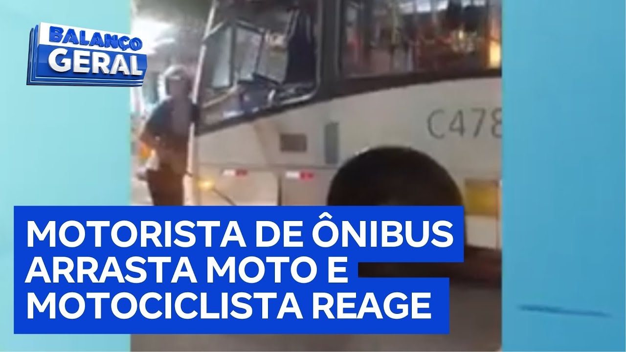 Vídeo mostra confusão generalizada após ônibus arrastar moto por vários metros