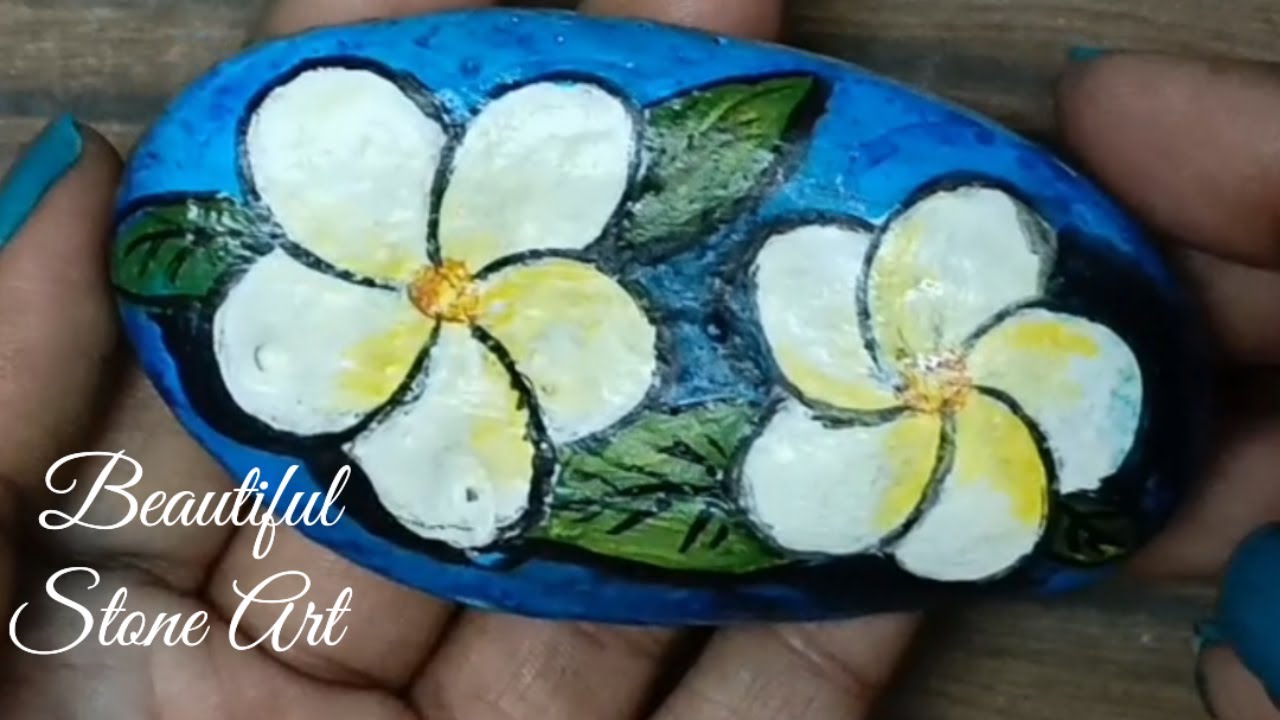 Stone painting of flowers | acrylic painting on stone | flower painting easy | rock painting | craft