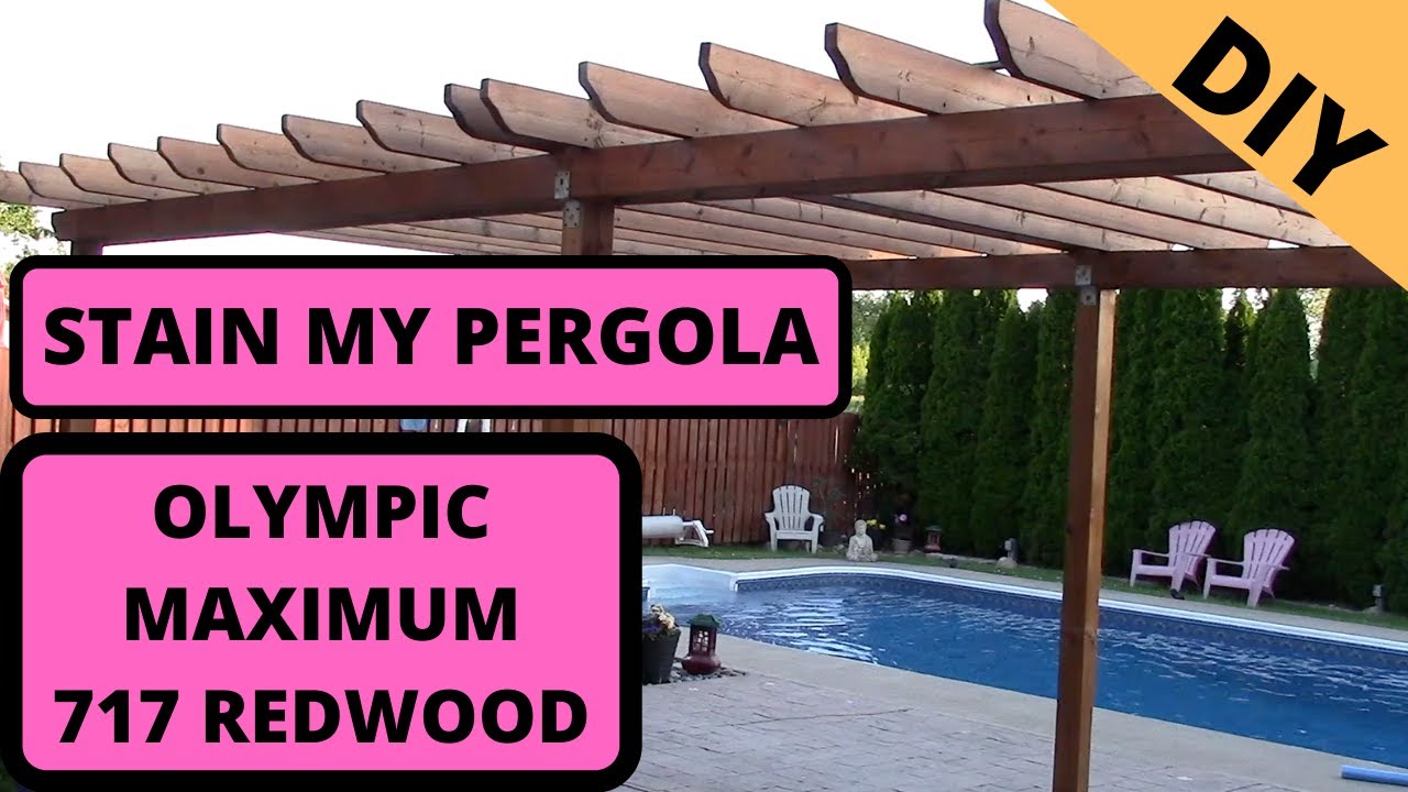 Olympic Maximum Stain (717 Redwood). Staining my PERGOLA.