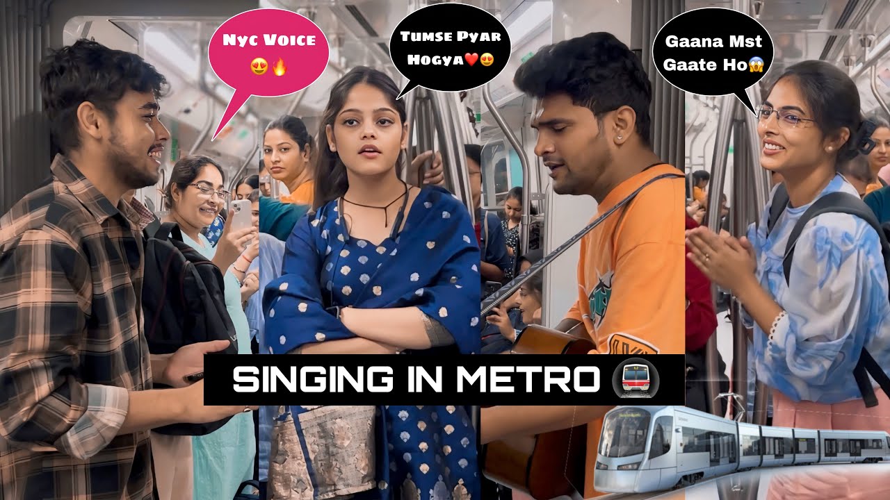 Singing In Delhi Metro With Cute Girls😍| Hindi Hit Songs Mashup In Public | Amazing Video | Jhopdi K