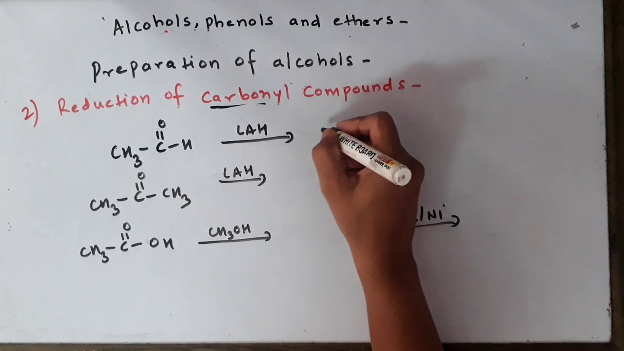 Reduction of carbonyl compounds-Preparation of alcohols Class XII