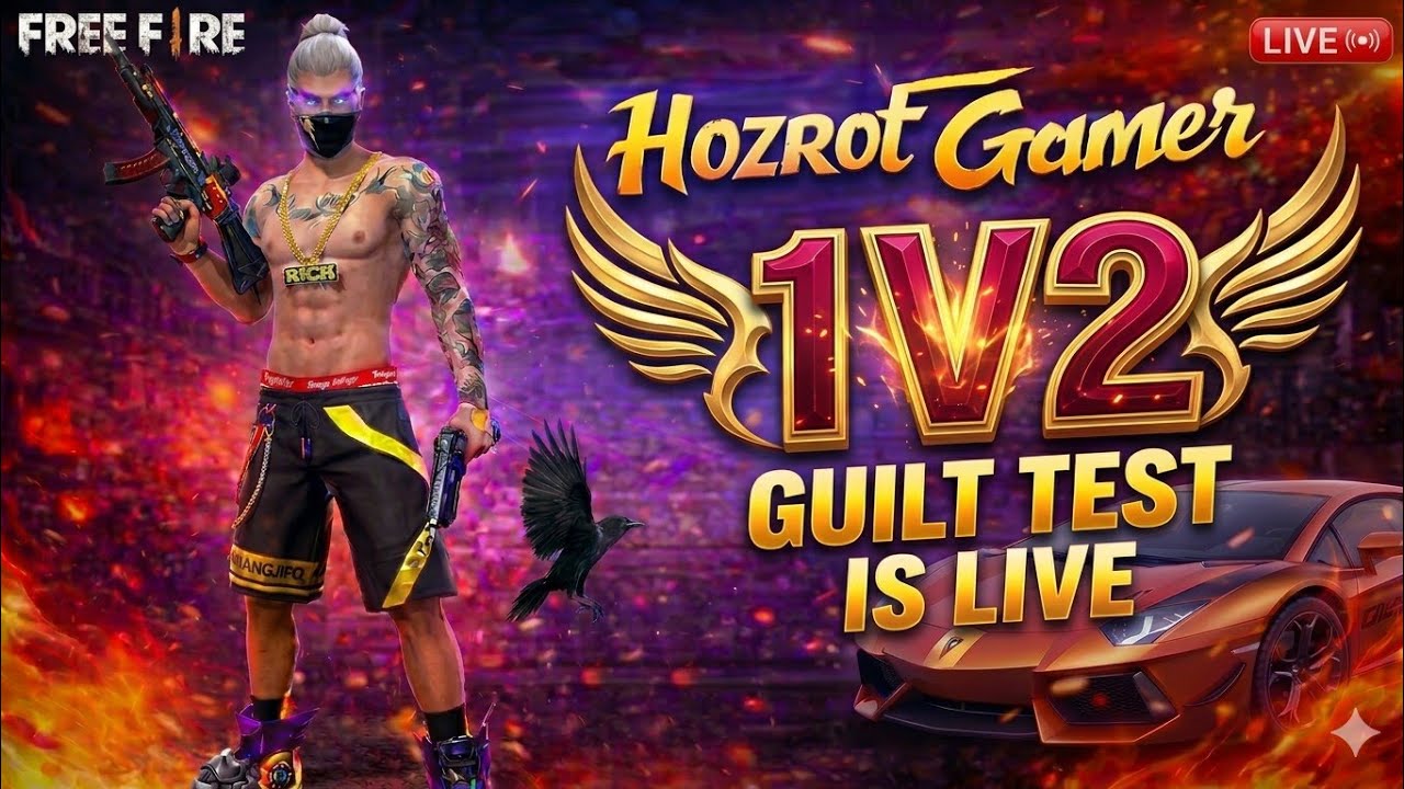 FRRE FIRE LIVE STREAM || GUILD TEST CUSTOM 4V4 HOZROT GAMER