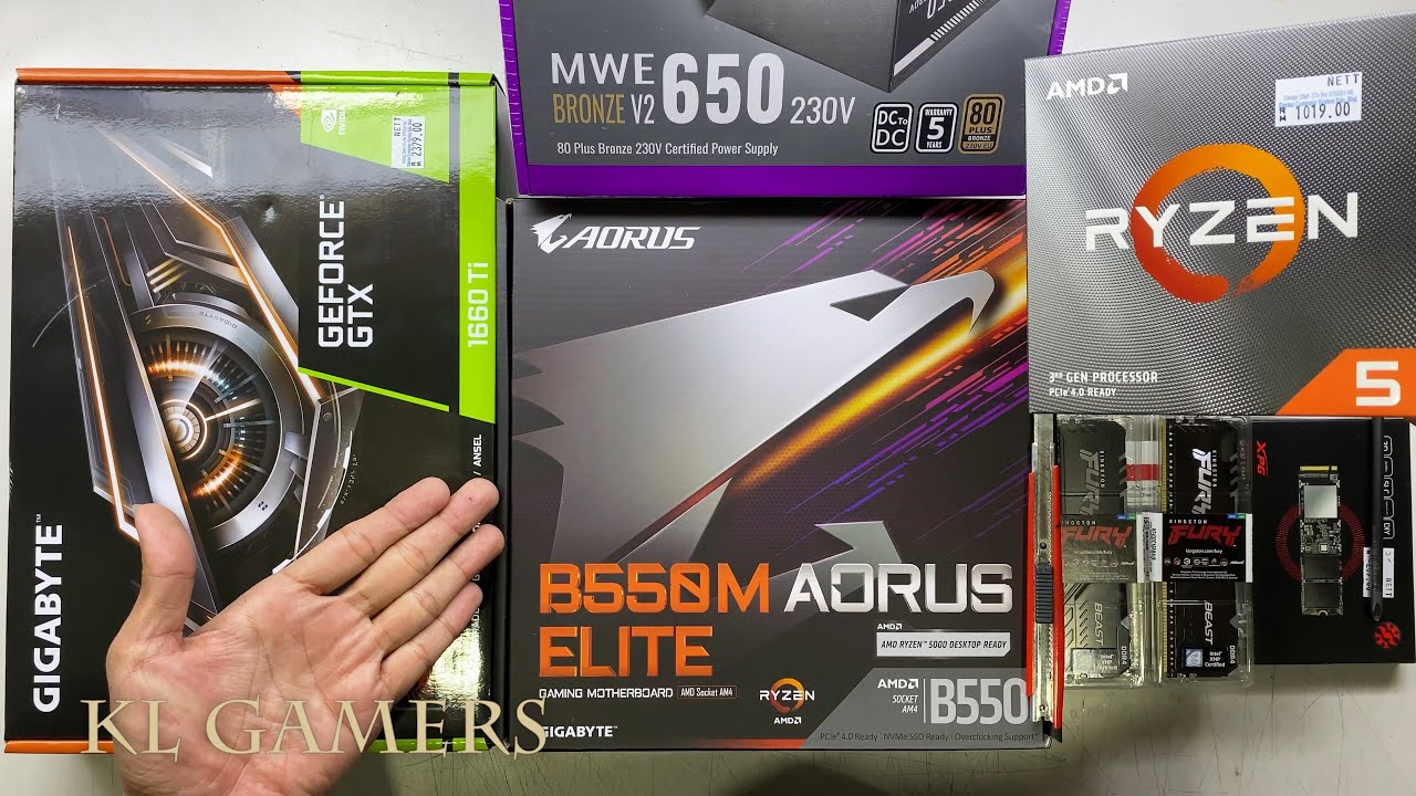 AMD Ryzen 5 3600 GIGABYTE B550M AORUS ELITE GTX1660Ti MONTECH AIR 1000 Gaming PC Build