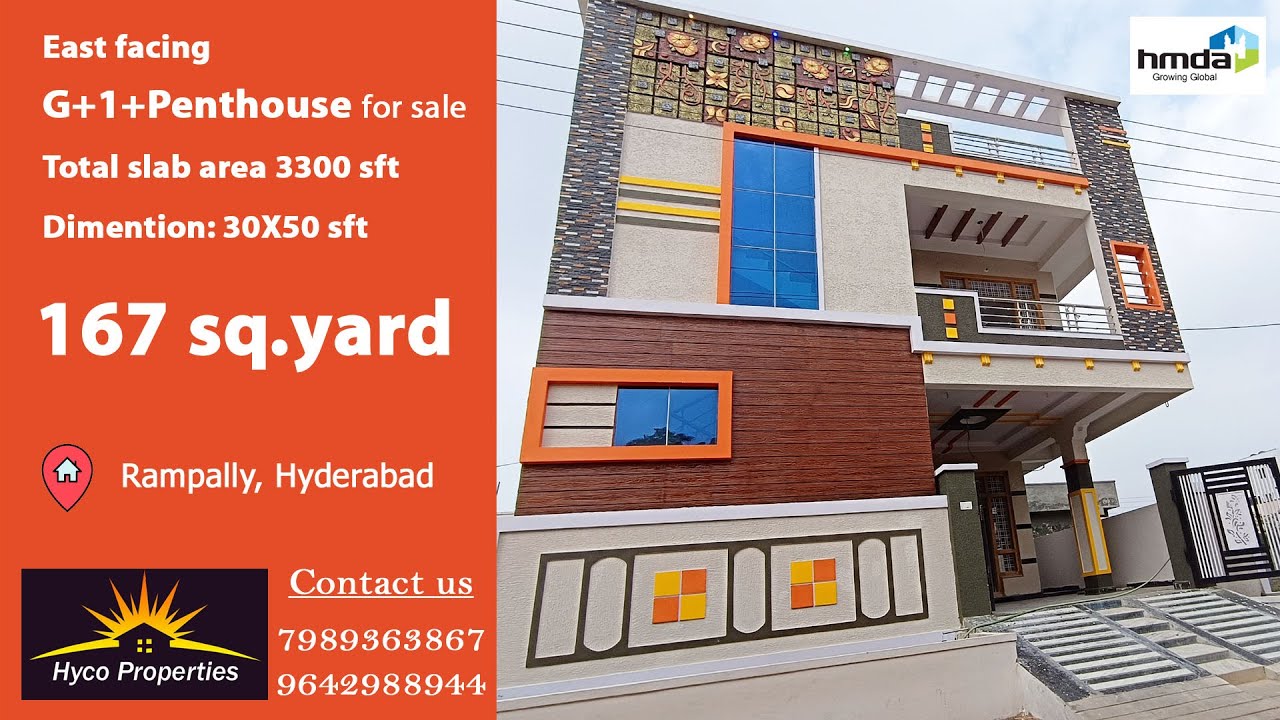 HPC-0006  || East face 167SQYD G+1+ Penthouse Independent House for sale in Rampally, Hyderbad