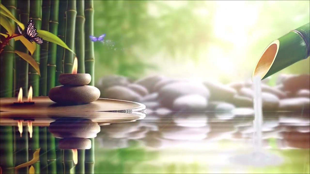 Calming Candlelight Spa with Water Flow and Meditation Music for Deep Sleep and Relax