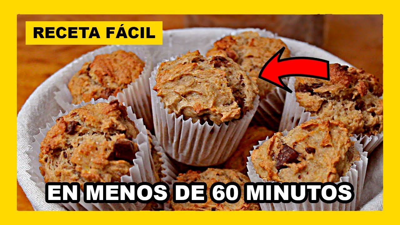 🔶 Como hacer MUFFINS de BANANA y CHOCOLATE veganos - receta con HARINA INTEGRAL