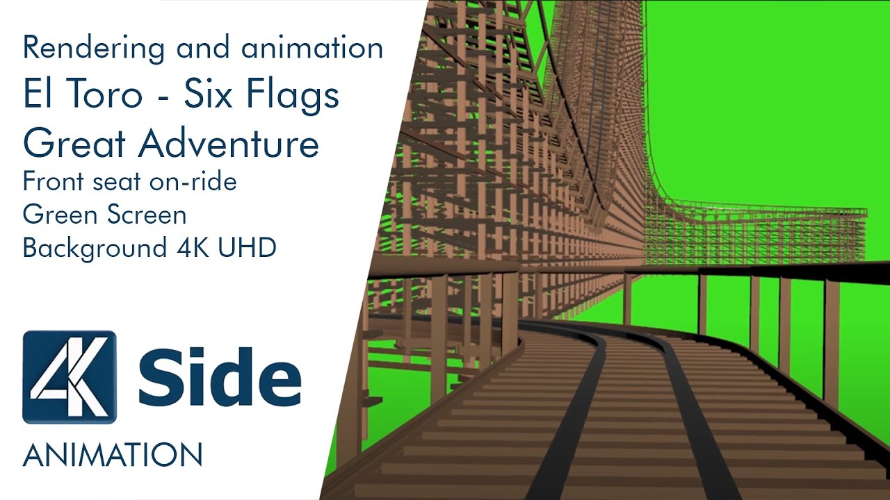El Toro front seat on-ride Green Screen Background 4K UHD | Animation Six Flags Great Adventure