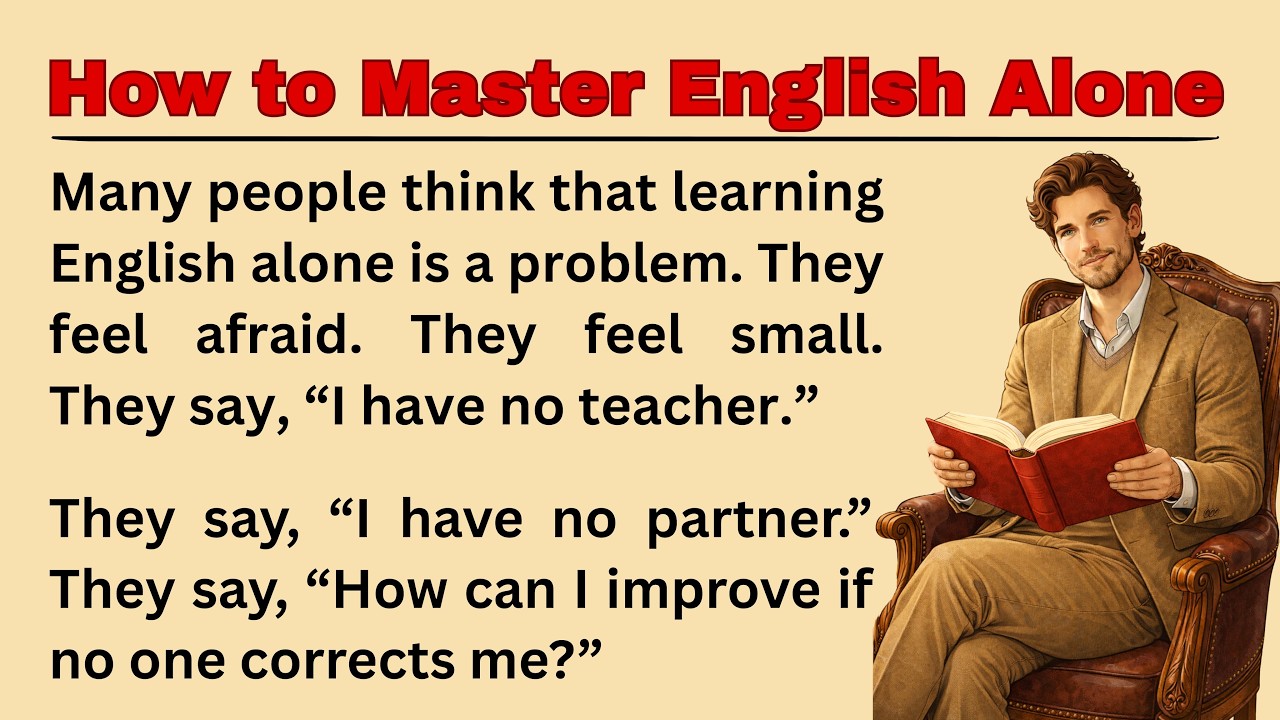 I Learned English Alone at Home | Simple English Story + Speaking Practice (Beginner)  Graded Reader