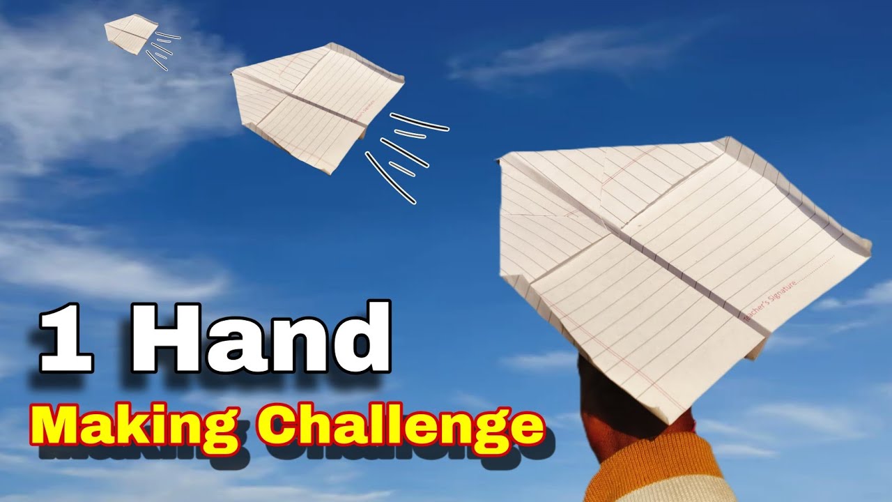 Paper Flying Plane, one hand paper plane making challenge, best flying paper plane