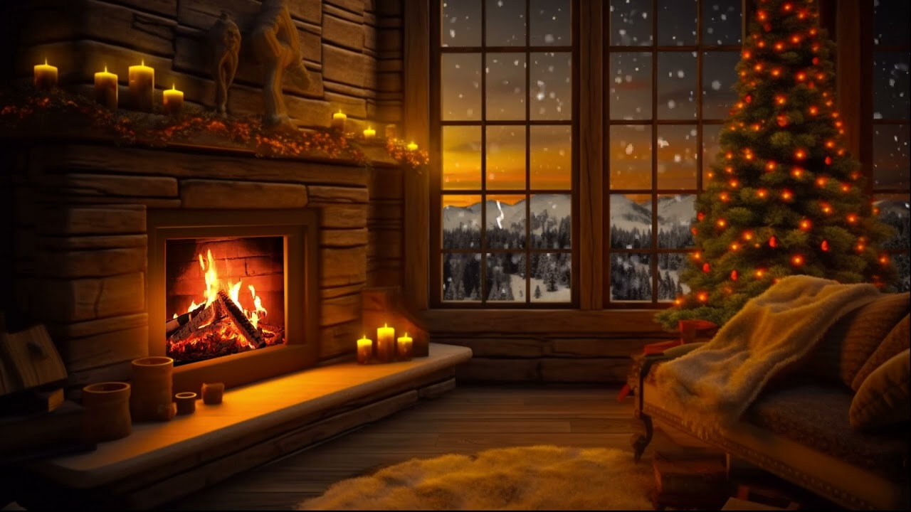 Winter Wonderland Haven: Cozy Fireplace and the Comforting Feel of Snowflakes Falling 🔥❄️