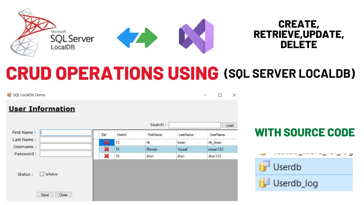 CRUD operation using SQL Localdb | SQL LocalDb | Connection With SQL LocalDb |.MDF file