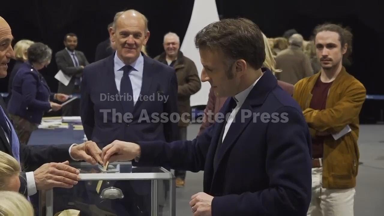 French President Emmanuel Macron votes in municipal elections
