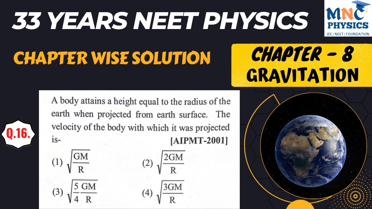 a body attains a height equal to the radius of the earth when projected from earth's surface || NEET
