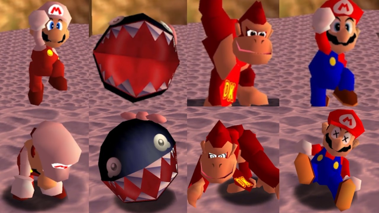 All special Characters falling down Game Over Animations in Mario 64 Day Cycle