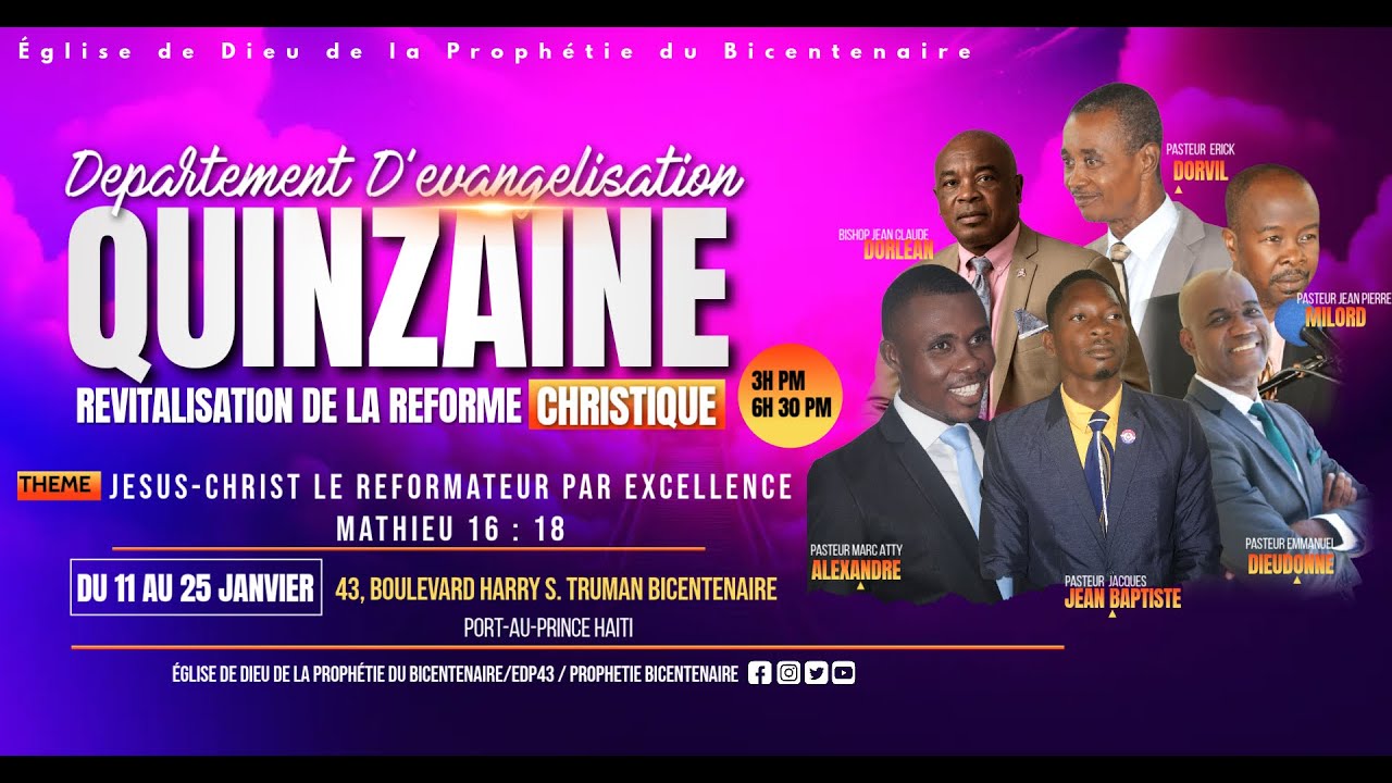 Quinzaine de Revitalisation de la Reforme Christique | Dimanche 18 Janvier 2026 | Église | Edpb43