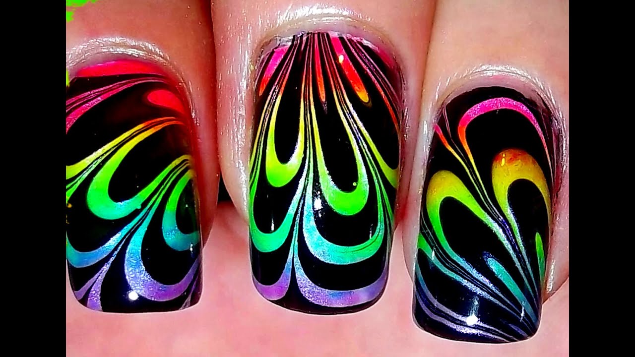 Rainbow Water Marble [no long nails]
