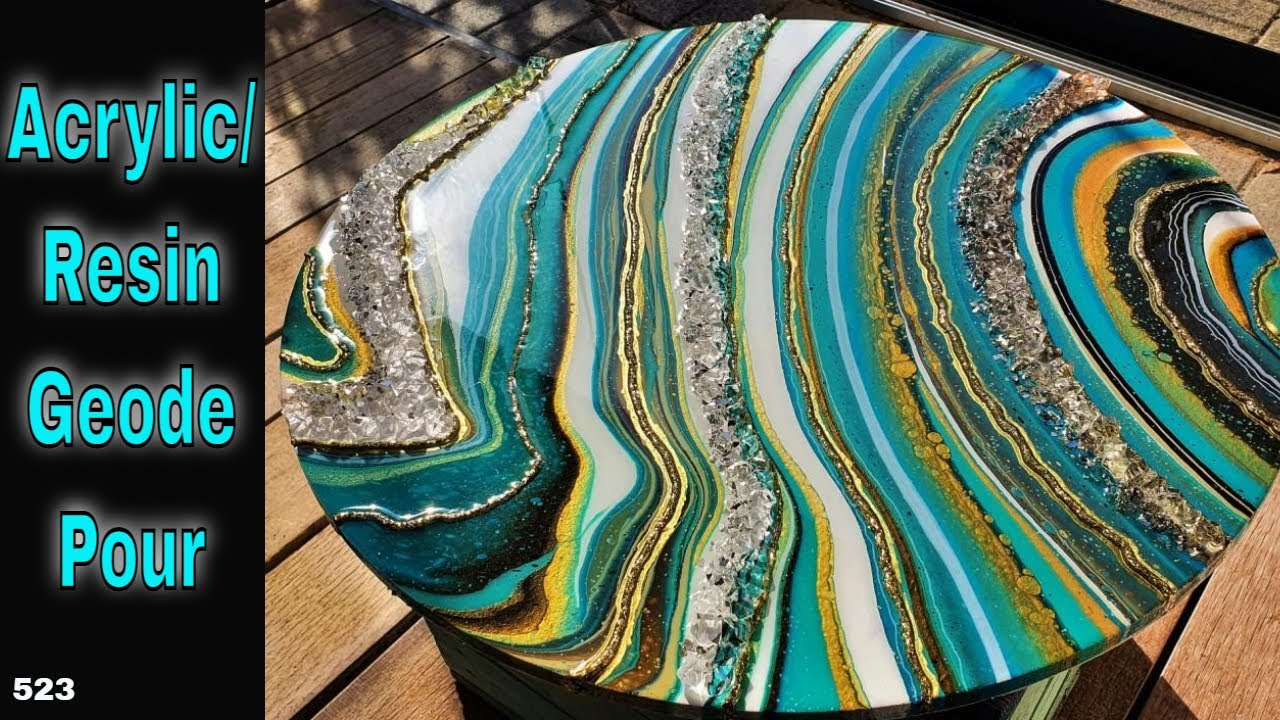 Acrylic/Resin Geode Style Pour Tutorial *Acrylics and Resin*