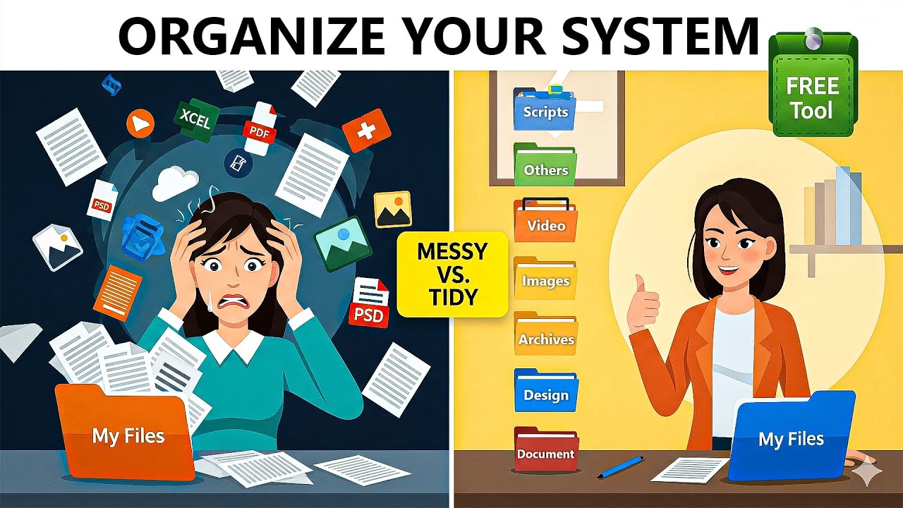 Organize Your Messy Downloads & Desktop in 1 Click | Auto File Organizer (Windows App)Center Pivot