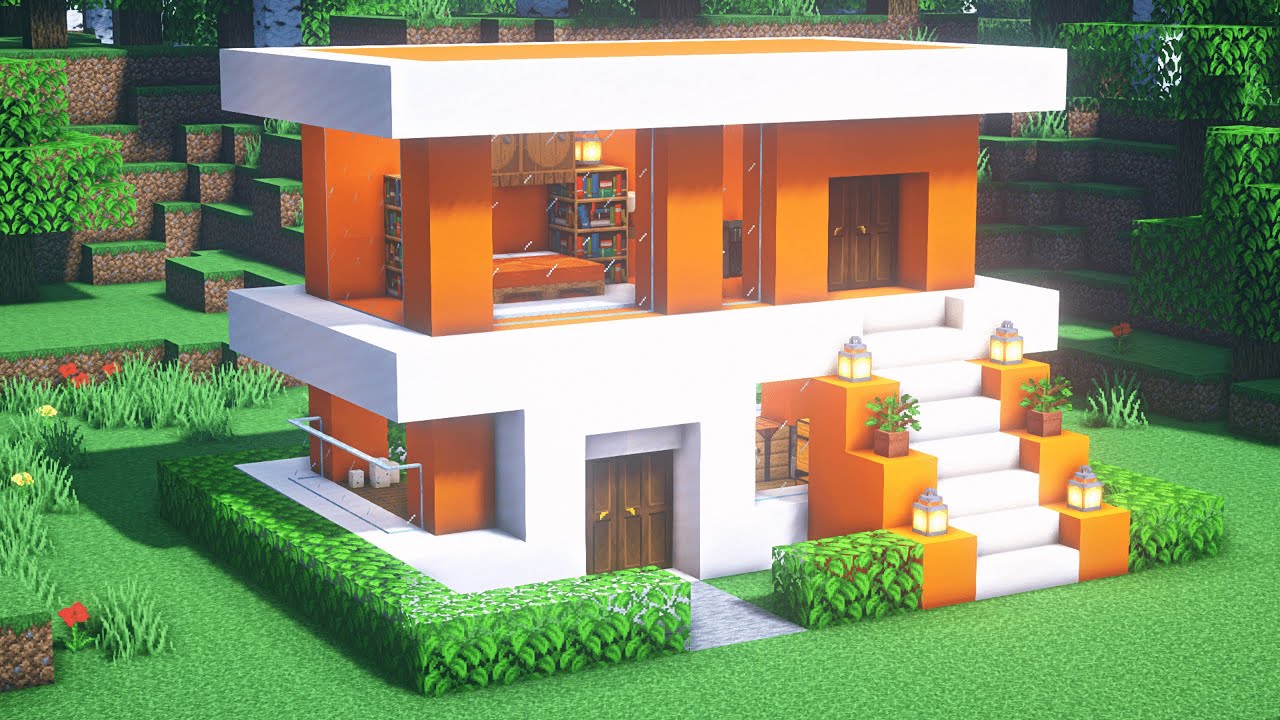 майнкрафт: Как построить оранжевый современный дом #20 - майнкрафт дом