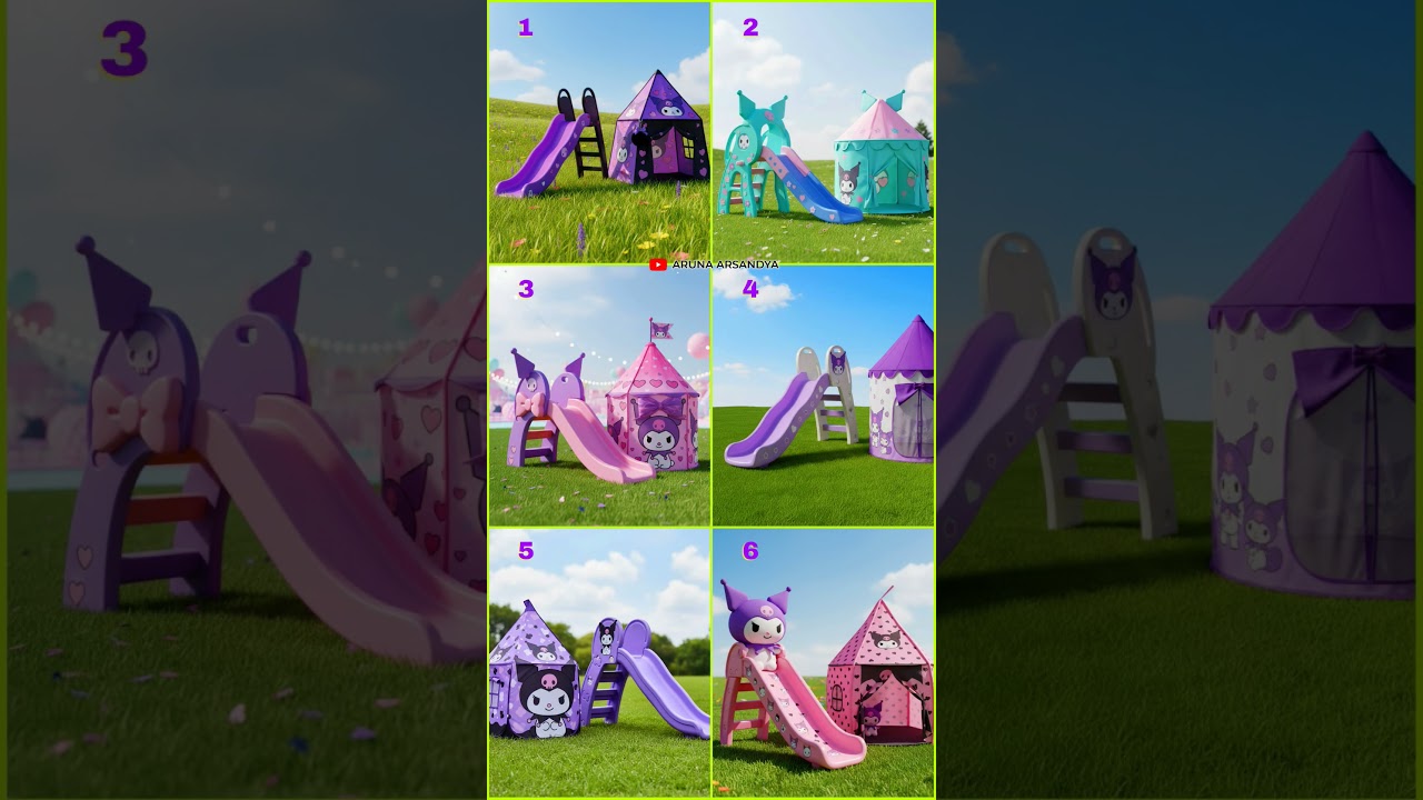 Let's play on the slide and Kuromi tent