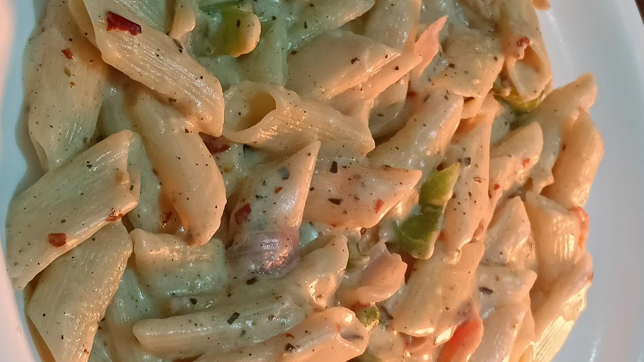White souce pasta/creamy and white sauce pasta recipe 