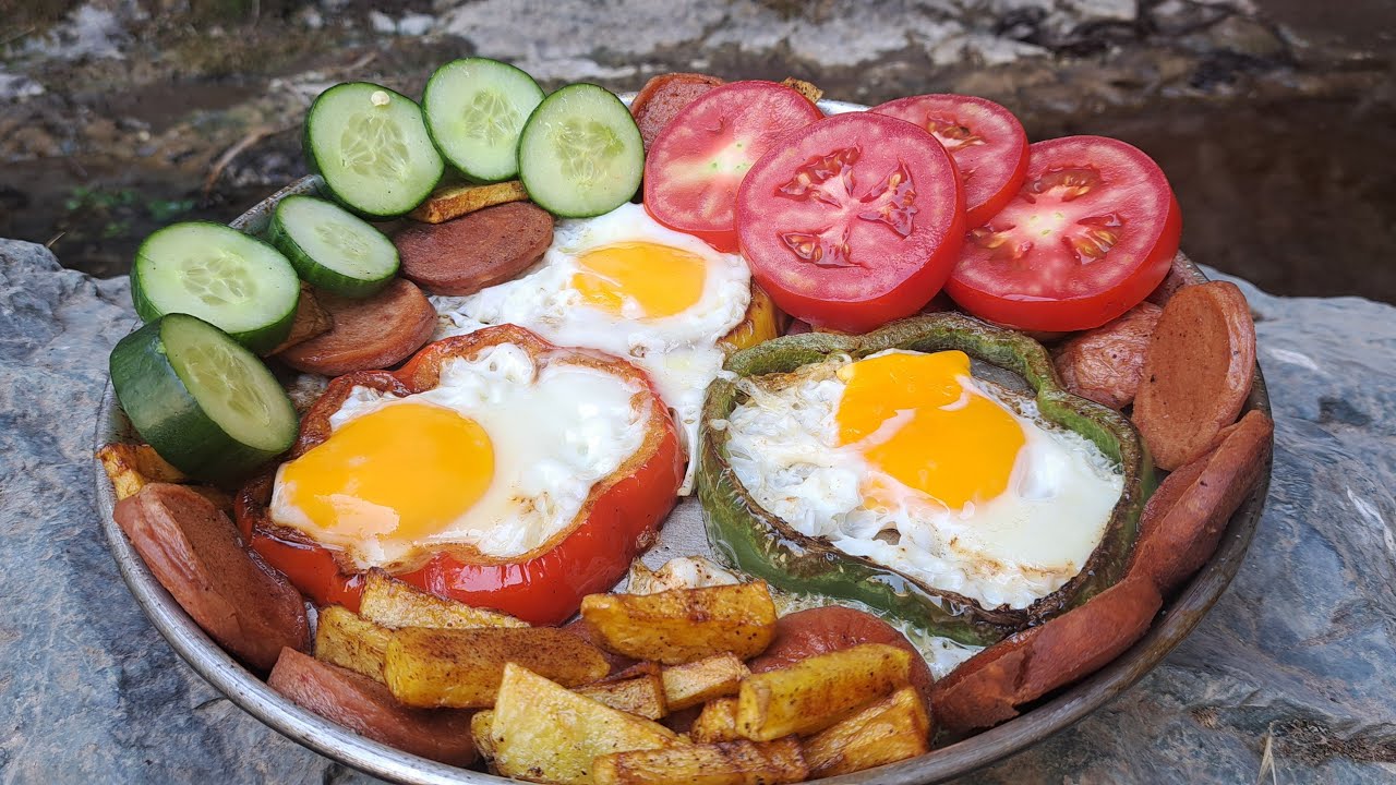 Epic Mountain Breakfast | Cooking by a Hidden Spring in a Dangerous Canyon