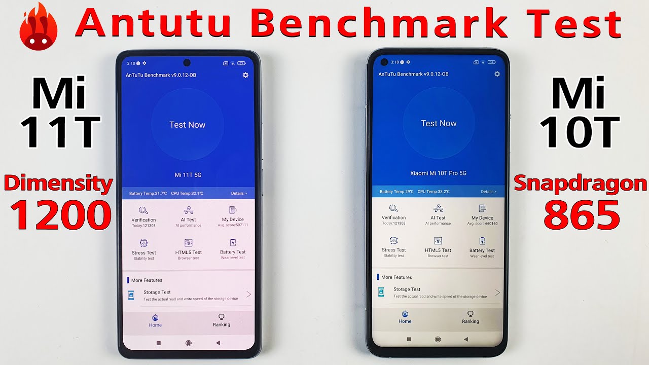 Сравнительный тест Xiaomi Mi 11T и Xiaomi Mi 10T в Autotutu | Сравнительный тест Dimensity 1200 и...