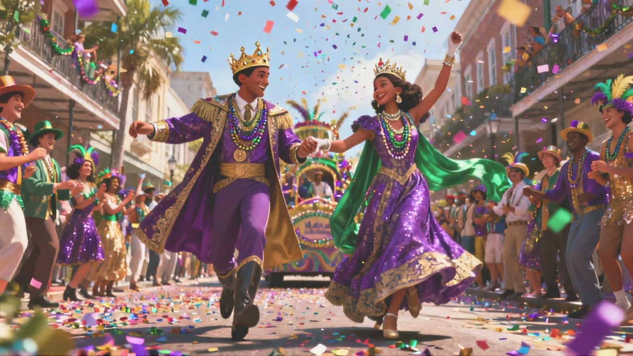 Mardi Gras Party Parade | Purple Gold & Green Celebration ⚜️