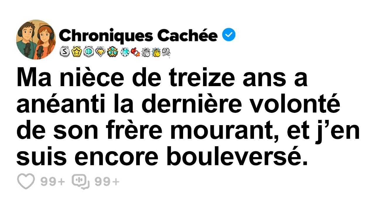 [HISTOIRE COMPLÈTE] Ma nièce de 13 ans a brisé le dernier vœu de son frère mourant, je tremble.