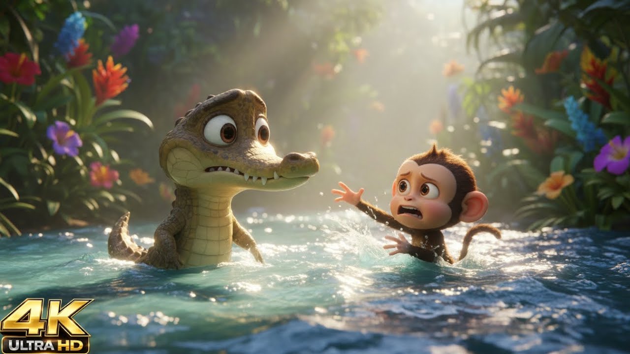 🐊😱 The Crocodile Who Was Afraid of Water | Kids Moral Story in English | Courage Story for Kids 🌈