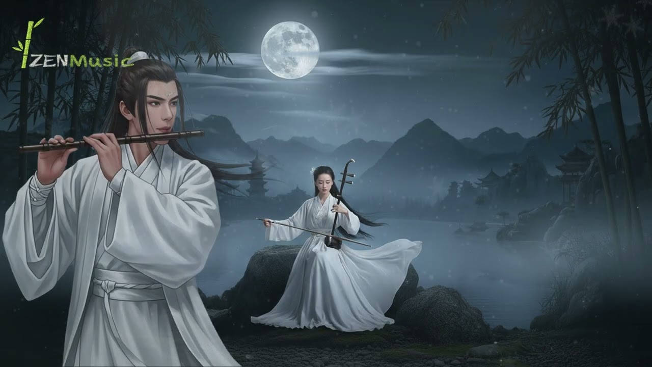 Beautiful Chinese Bamboo Flute and Erhu Instrumental Music for Deep Sleep & Meditation Relaxing