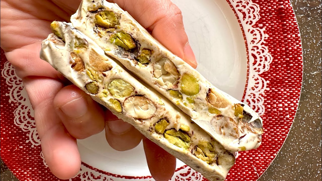 БЕЛЫЙ МЯГКИЙ НУГАТ идеально подходит для рождественских праздников! Тает во рту!Нуга на Рождество #1