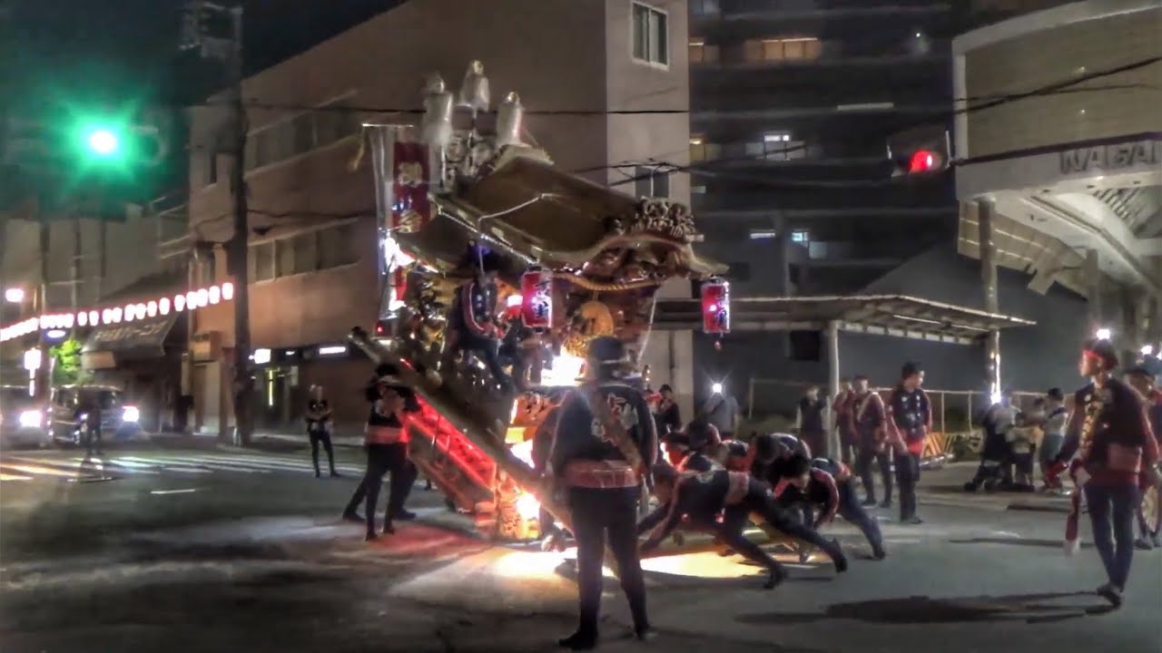 令和７年   河内長野市  長野地区  試験曳き夜の部 終盤　駅前だんじりぶんまわし