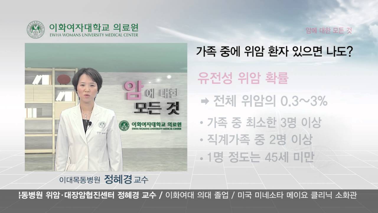 가족 중에 위암환자 있으면 나도…?