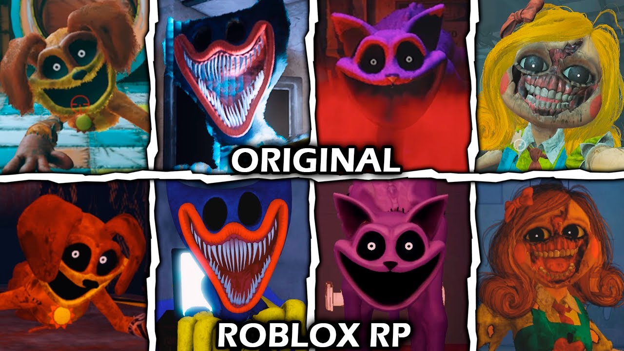 Poppy Playtime: Chapter 3 - Original VS Roblox RP Monsters (Jumpscares)