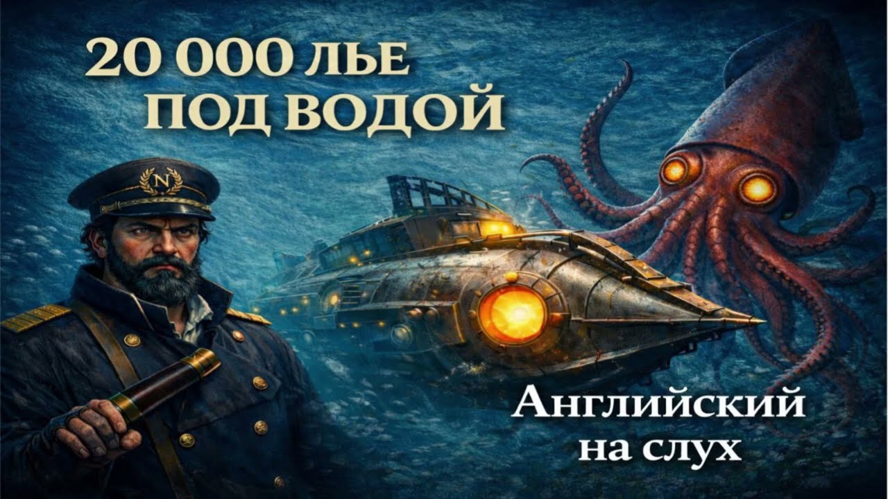 Практикуем Английский. По мотивам романа Жуля Верна 20000 лье под водой.
