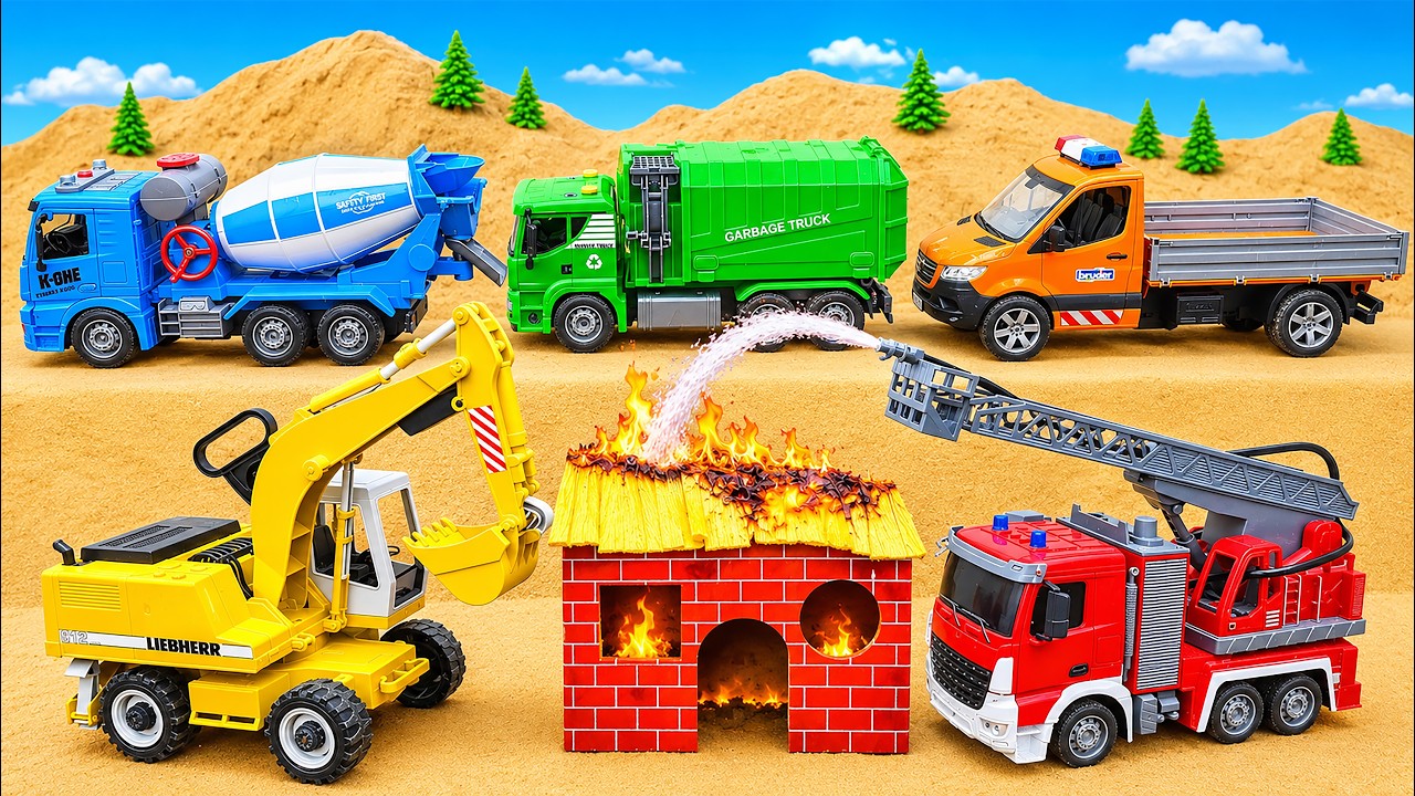 Rescue Mission | Fire Truck Rescues Massive Fire! 🚒 | Construction Vehicles