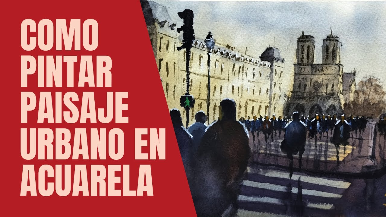 Acuarela paso a paso. Como pintar paisaje urbano en acuarela. París.