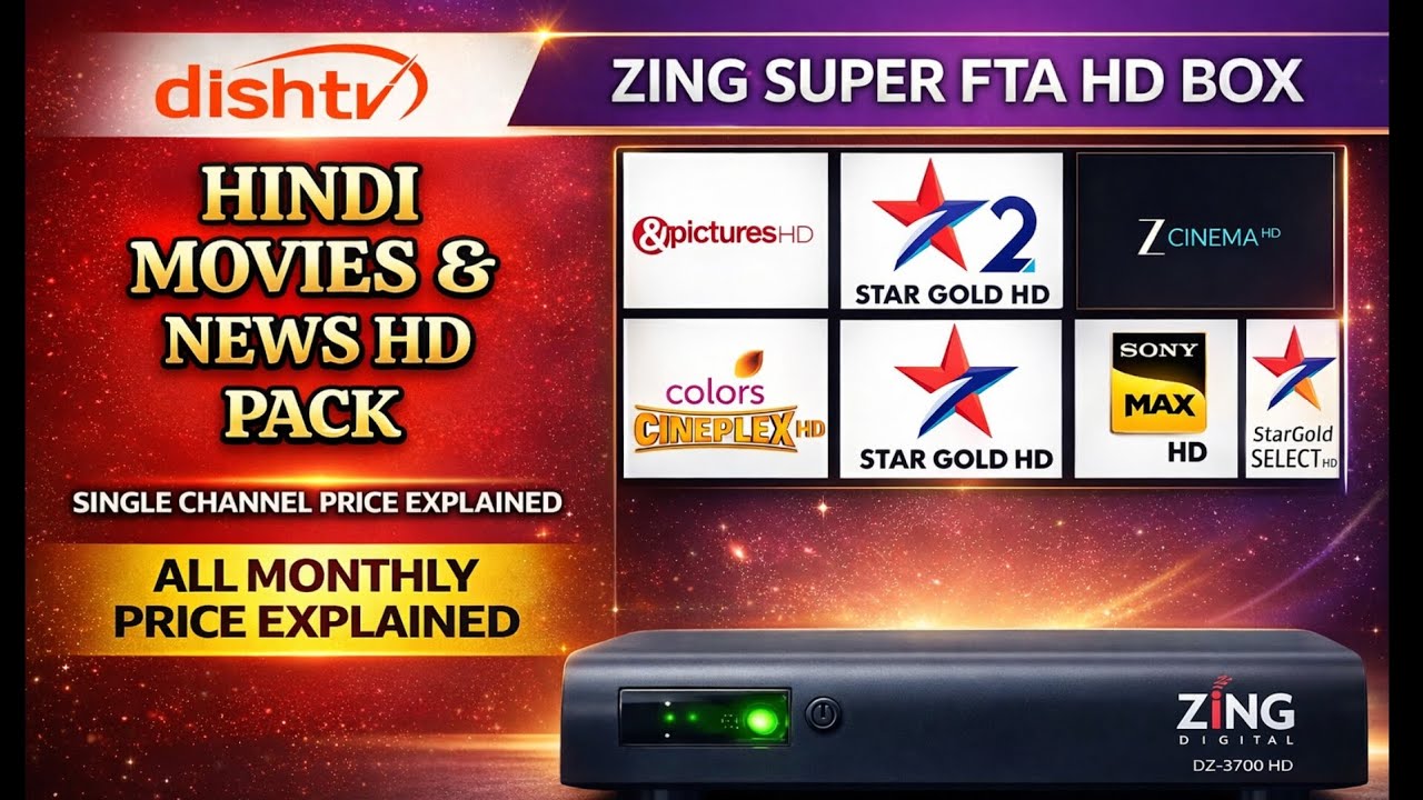 Dish TV Zing Super FTA HD Box | HINDI MOVIES & NEWS HD PACK |  @DeepTechProInsights 
