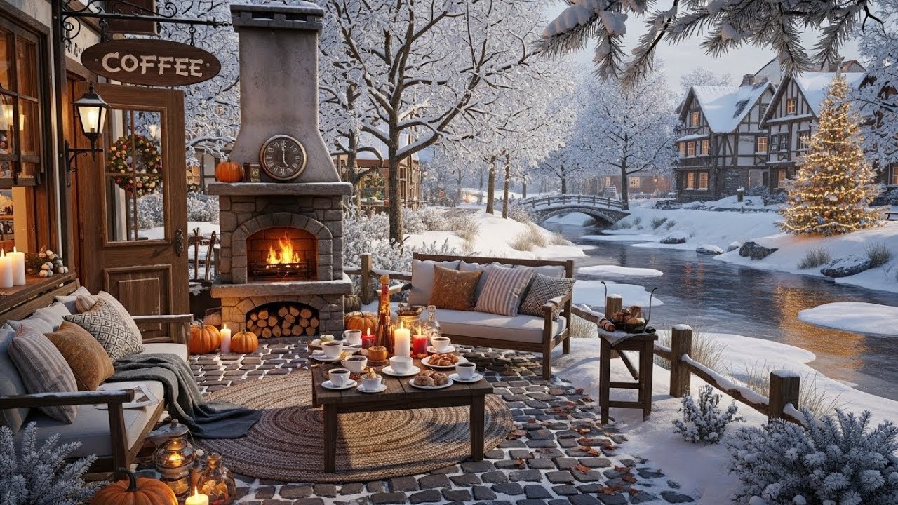 Relaxing Jazz Background Music ❄ Warm Winter Coffee Shop Ambience for Work and Study