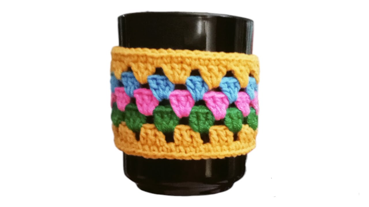 طريقة عمل كروشيه غطاء مج - غطاء كوب كروشيه - سهل و سريع Crochet Mug Cozy - Easy and Fast