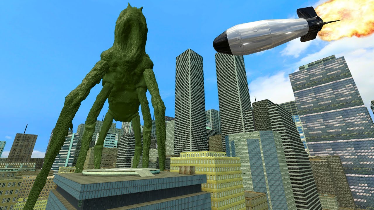 A giant MISTY GUEST has appeared in the city! We must stop it with giant nuclear bombs! - GMod