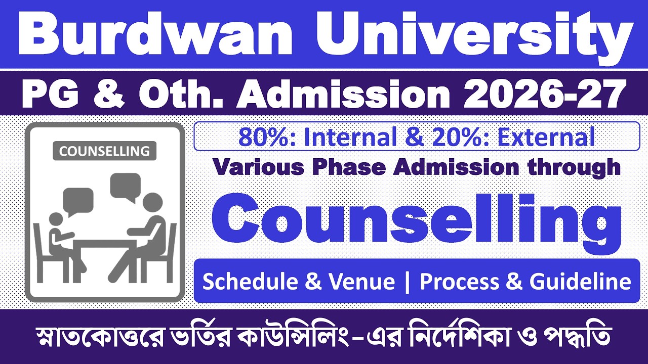 Burdwan University PG Admission 2026-2027: Counselling Process, Guideline & Instruction