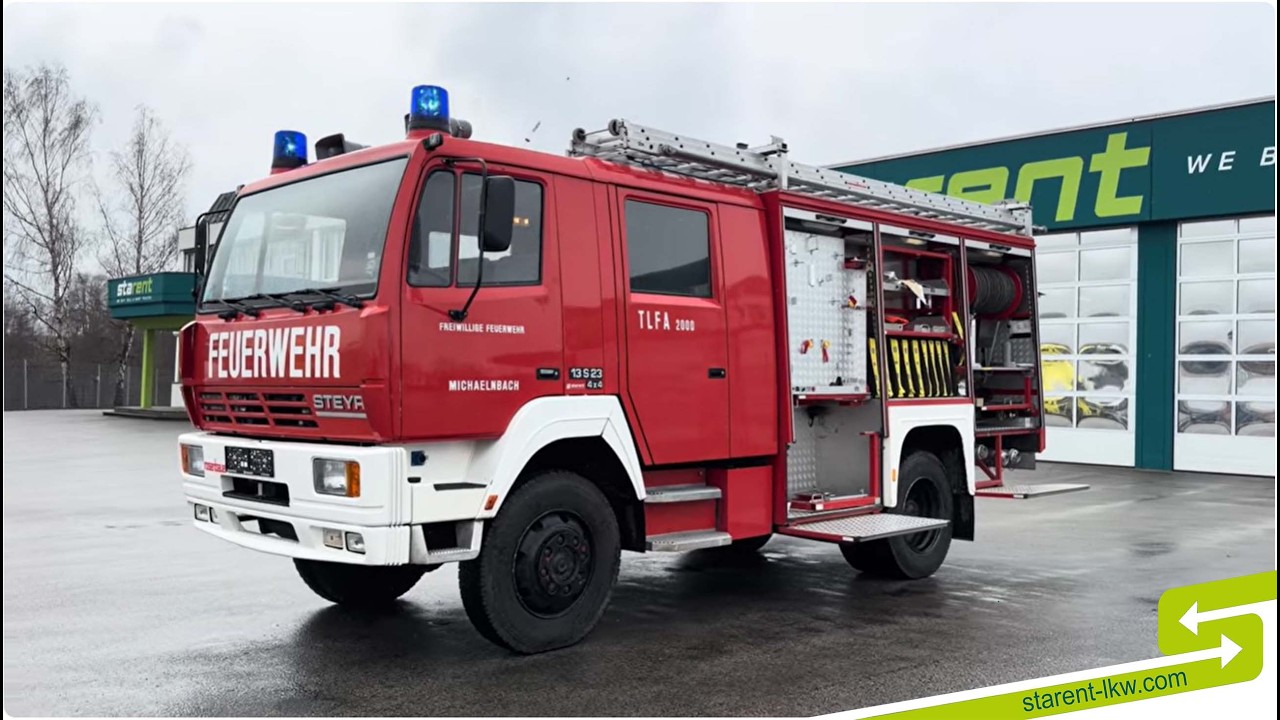 Steyr 13S23 4x4 Feuerwehrauto, 2.000 Liter Wassertank, Hochdruckpumpe LKW26016 www.starent-lkw.com