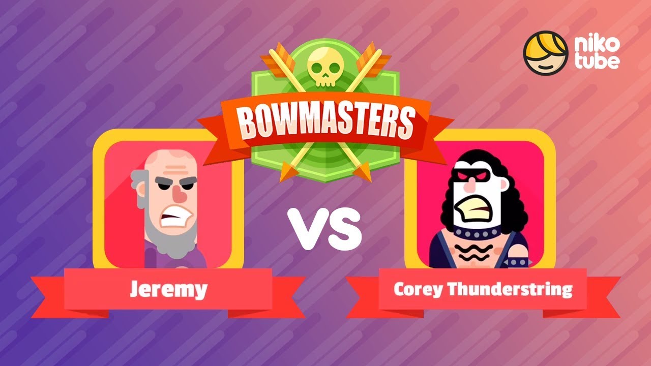 Bowmasters Walkthrough: Jeremy vs Corey Thunderstring. Бовмастерс геймплей: Алкоголик против Рокера