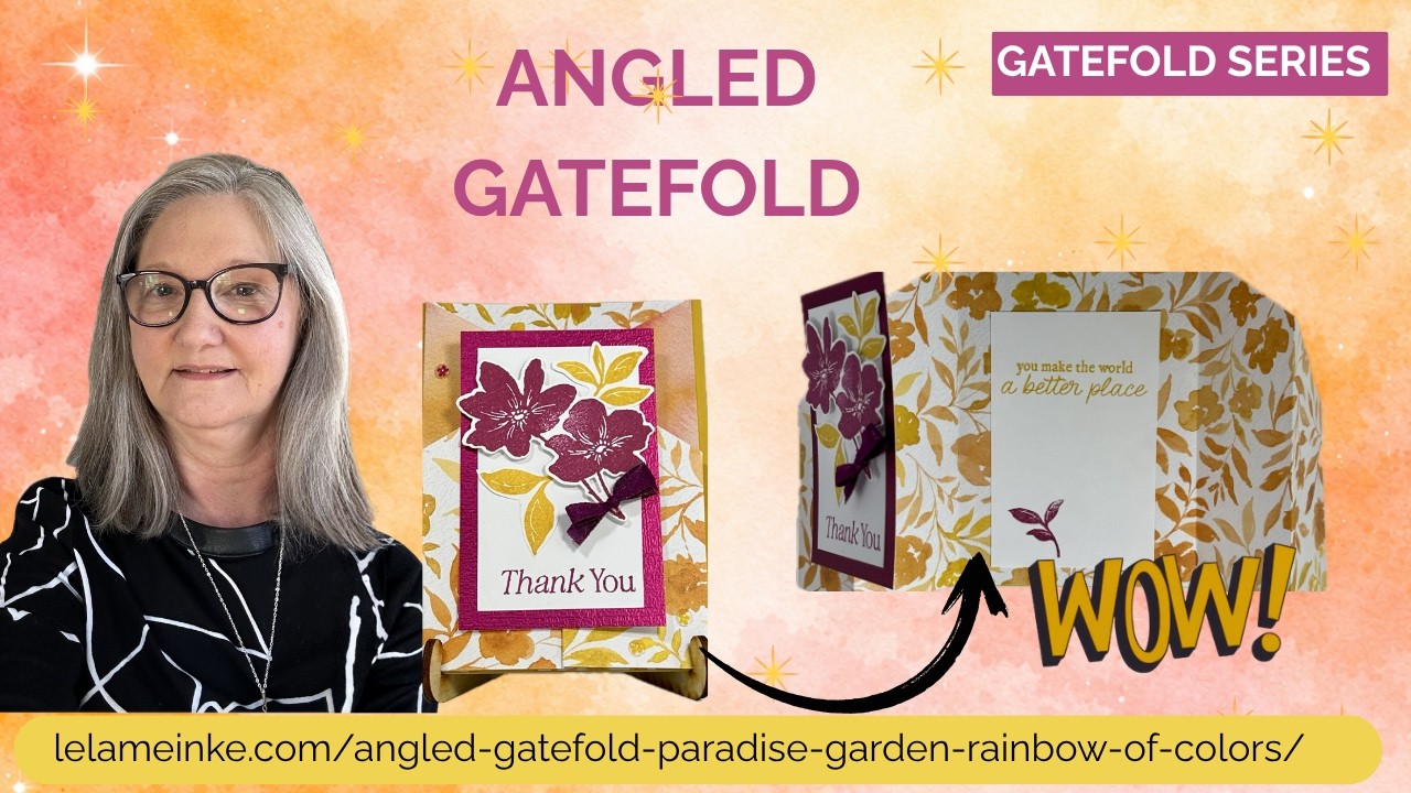 Angled Gatefold WOW! Card | Paradise Garden Rainbow DSP Fun Fold Tutorial