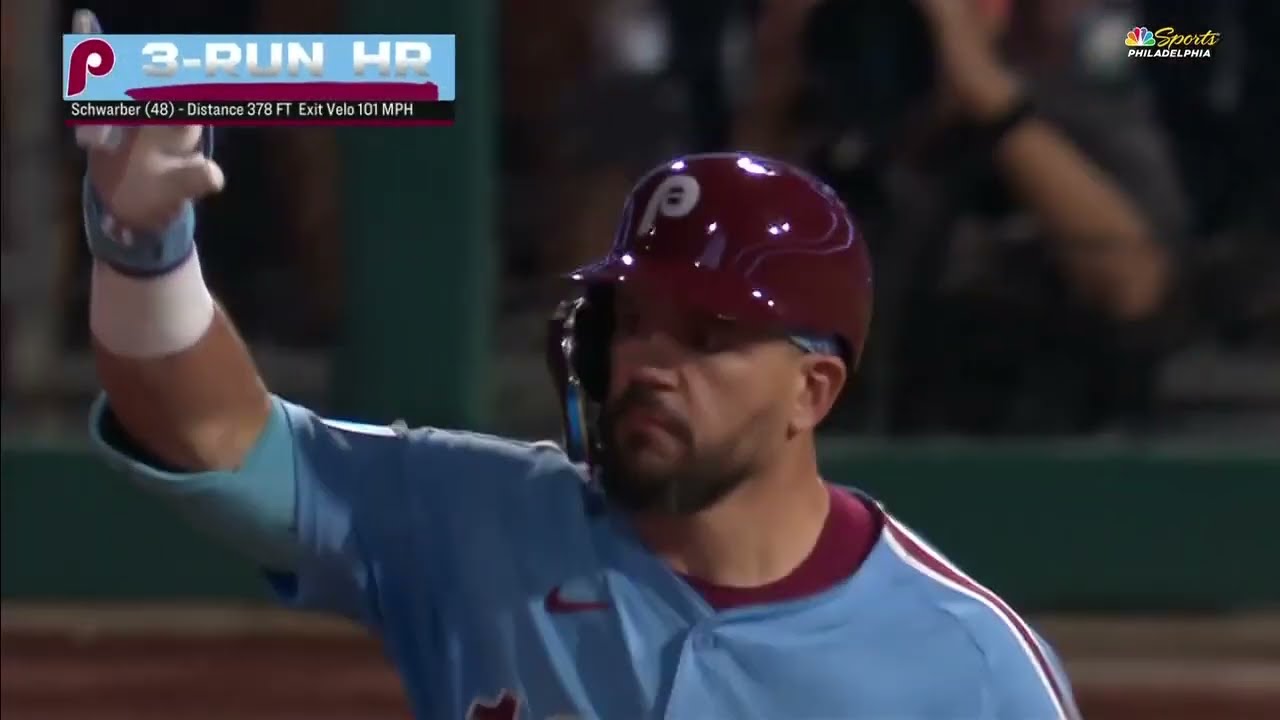 Кайл Шварбер выбил 4 хоумрана против «Брэйвс» 😱 | ESPN MLB